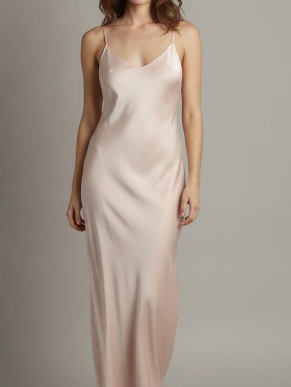 NWT Zara Champagne Satin Maxi Slip Dress Criss Cross Back Size M